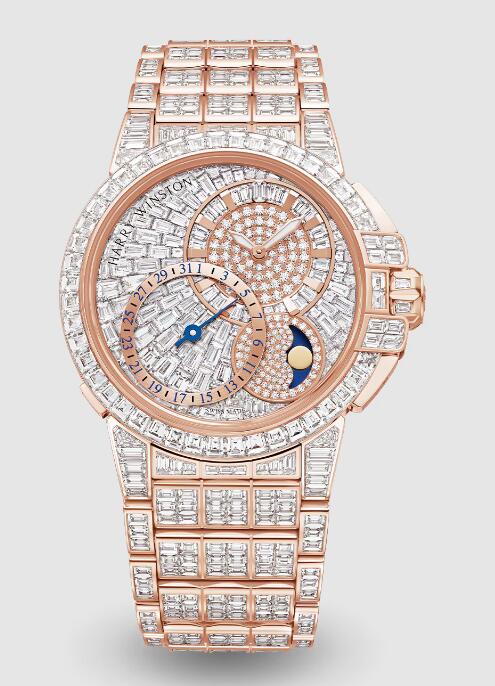 Review Harry Winston Ocean Date Moon Phase Automatic 42mm OCEAMP42RR004 watch Replica